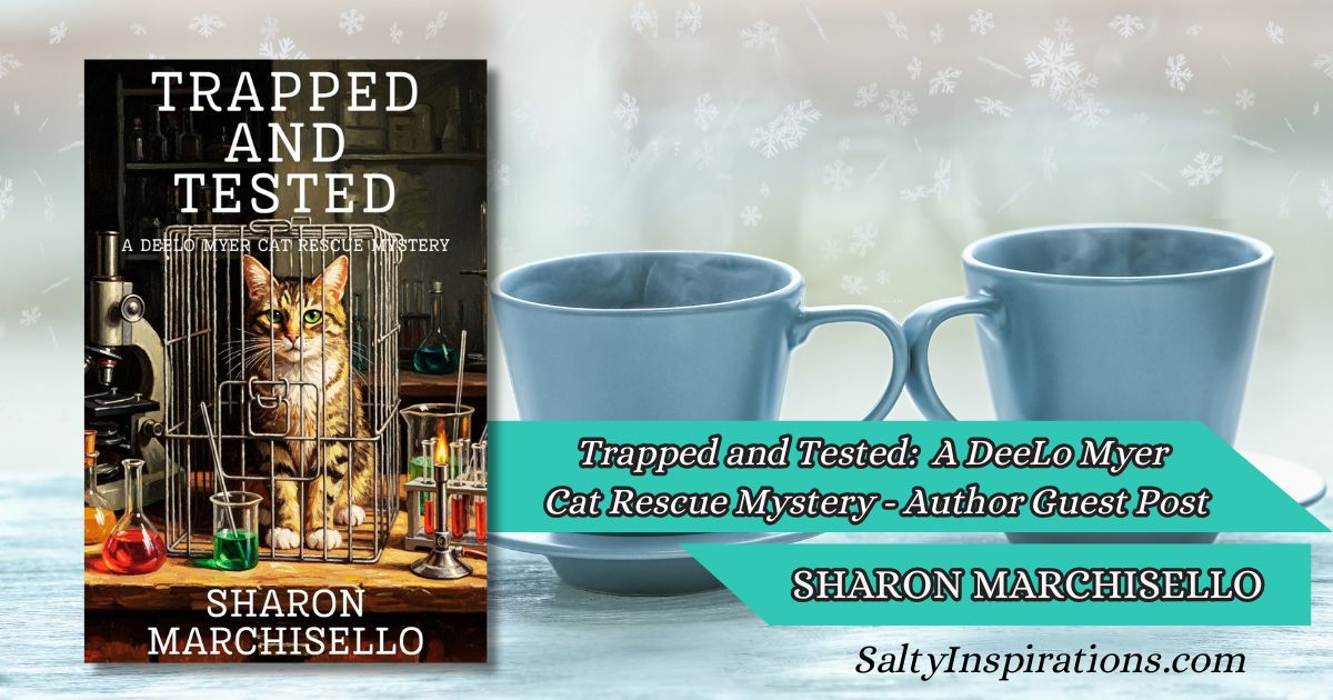Book cover of Trapped and Tested by Sharon Marchisello, a DeeLo Myer cat rescue mystery