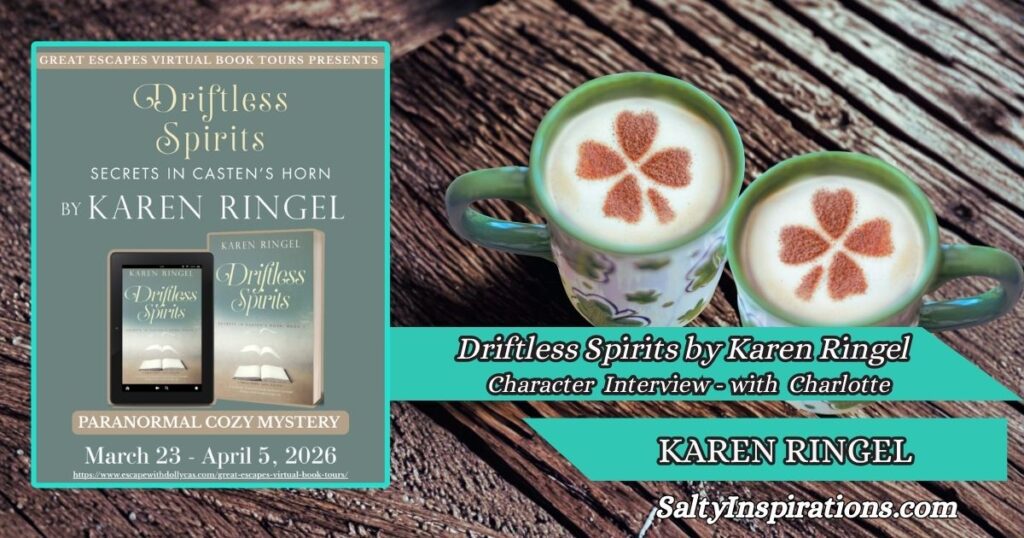 Karen Ringel chats with Charlotte Burke in Driftless Spirits – cozy mystery insights over coffee